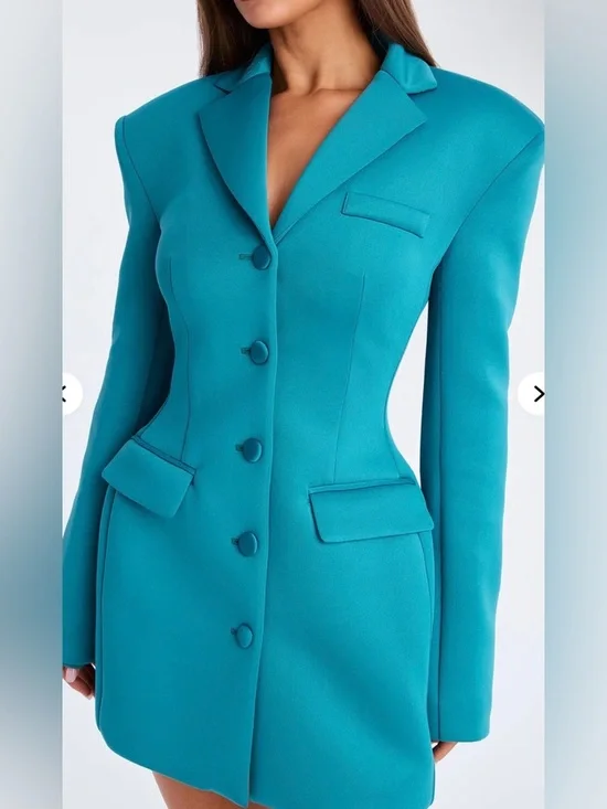 Arbitration Babe Blazer Mini Dress - Teal - Picture 3 of 4
